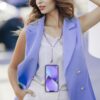 CRYSTAL DIAMOND pendant for the phone / cord length 74cm (37cm in the loop) / on neck - purple - Image 3