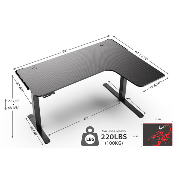 Gaming Γραφείο - Eureka Ergonomic® ERK-EGD-L60R-B-US - Image 3