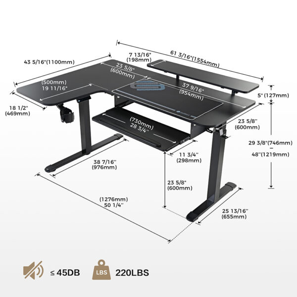 Γραφείο - Eureka Ergonomic® ERK-L60L-B-PRO-V1-EU - Image 10