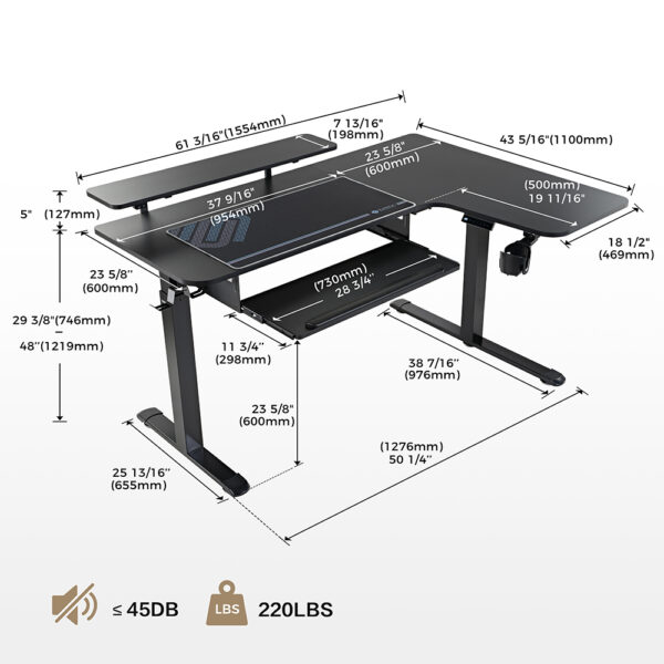 Γραφείο - Eureka Ergonomic® ERK-L60R-B-PRO-V1-EU - Image 9